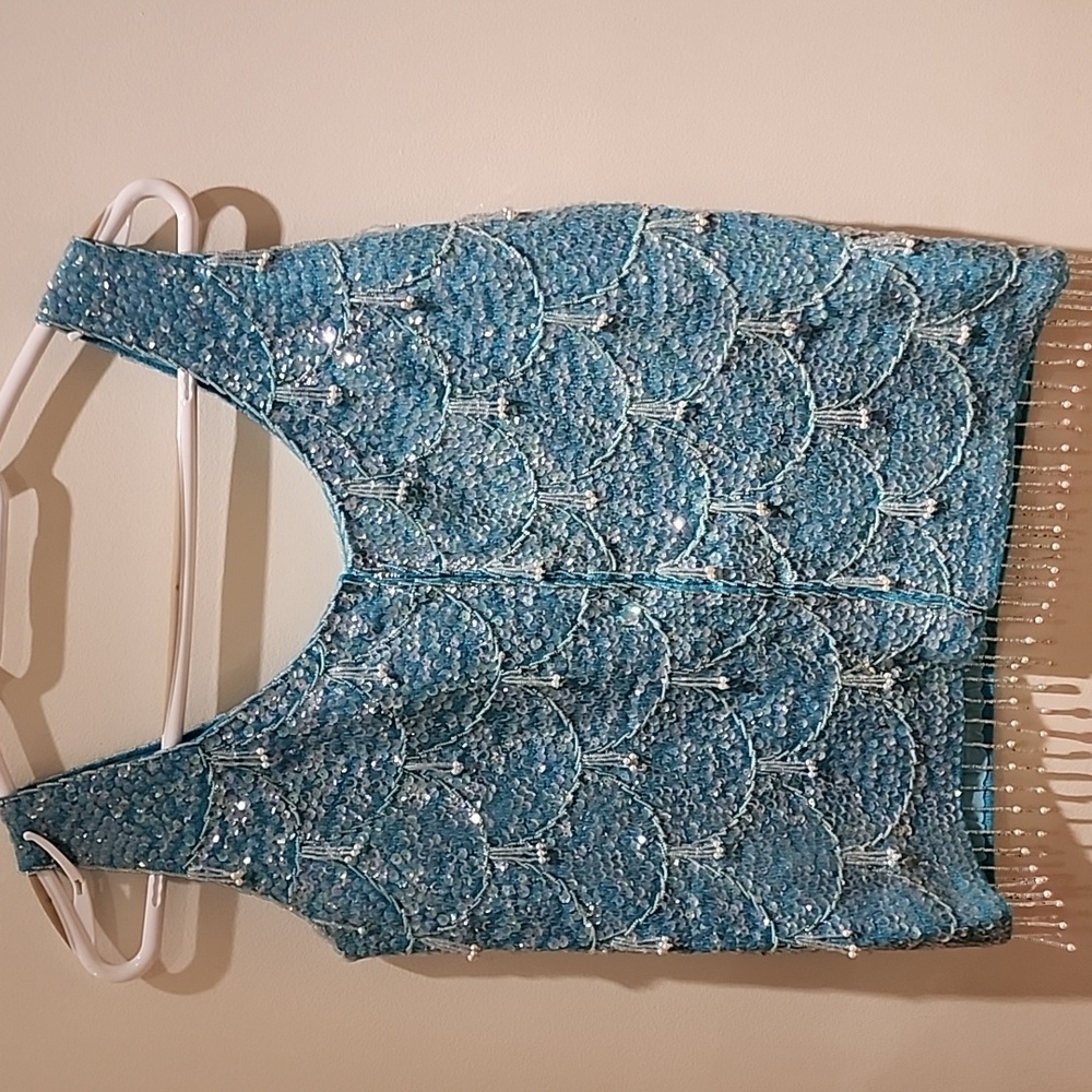 Vintage Bead and sequin sleeveless lined knit sweater - Picture 2 of 9